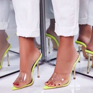 Kingking lime green Perspex mule heel